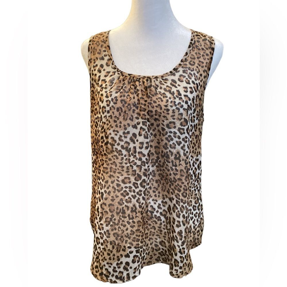 Love‎ Tree Leopard Print Sleeveless Tank Top Racerback Blouse Animal Print Sz M